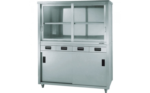 （株）東製作所  ACS-750HG  アズマ　上下二段式ステンレス保管庫　上部ガラス引違戸　７５０×６００×１８００