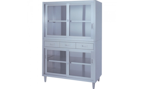 シンコー（株）  VADGG-12045  シンコー　ステンレス保管庫引出付上下ガラス戸アジャスト仕様