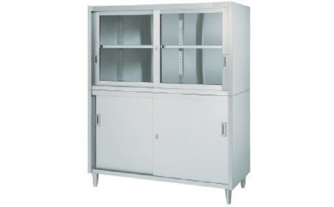 シンコー（株）  VAG-12045  シンコー　ステンレス保管庫上部ガラス戸下部ステンレス戸アジャスト仕様