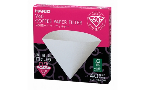 ハリオサイエンス（株）  VCF-03-40W  ＨＡＲＩＯ　Ｖ６０用ペーパーフィルター０３Ｗ　４０枚入り