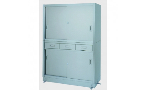 シンコー（株）  VD-12045  シンコー　ステンレス保管庫引出付上下ステンレス戸ベース仕様