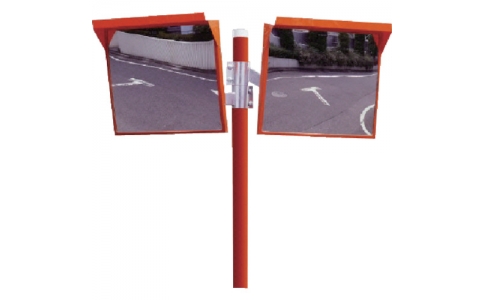 ユニット（株）  384-31  ユニット　カーブミラー（Ｗ）ポール付　アクリル製　６００×８００ｍｍ