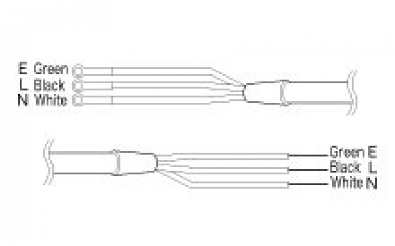 KYOWA P-28 3 round-shape terminals to 3 conductors, pre-soldering at the cable tip