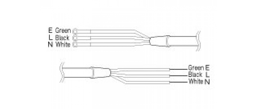KYOWA P-28 3 round-shape terminals to 3 conductors, pre-soldering at the cable tip