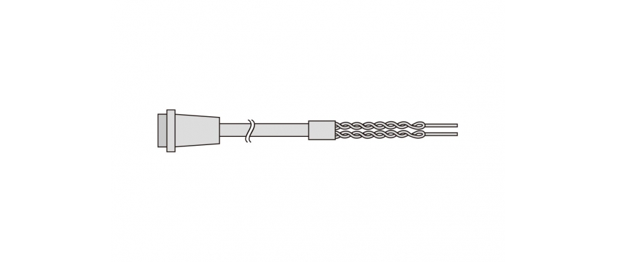 KYOWA DC power cable for the EDX-5000A 4-pin receptacle to 2 conductors twisted, pre-soldering at the cable tip × 2