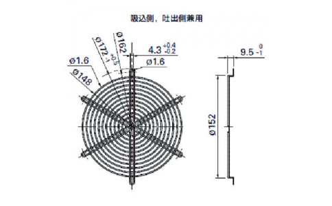 山洋電気（株）  109-319E  ＳａｎＡＣＥ　フィンガーガード　（φ１７２サイドカット型用・丸形用　吸込側、吐出側兼用）