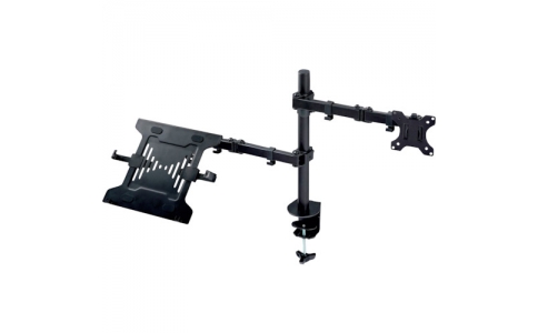 エレコム（株）  DPA-DL02BK  エレコム　ディスプレイアーム　ダブルアーム　ロング　ノートＰＣアーム　ブラック