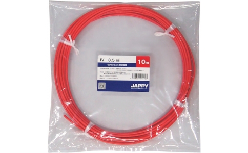 因幡電機産業（株）  IV   3.5 SQ RED 10M JP  ＪＡＰＰＹ　ビニル絶縁電線