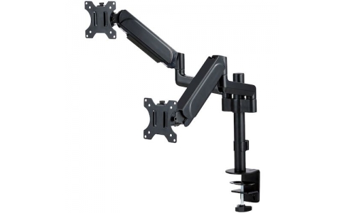 エレコム（株）  DPA-DL06BK  エレコム　モニターアーム　ディスプレイアーム　ダブルアーム　ロング　スプリング式　支柱　ブラック