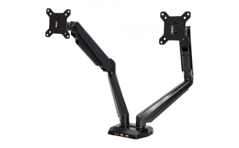 サンコー（株）  MARM1472  サンコー　ＵＳＢポート＆オーディオコネクタ付き　４軸式ガスショックモニターアーム（デュアル）