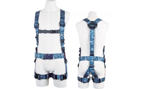 藤井電工（株）  R-506-D-OT2-NS5N-BLCS-TN-BX  ツヨロン　フルハーネス安全帯　飛燕　Ｍ　ブルー系迷彩色　腿バックル：ワンタッチ