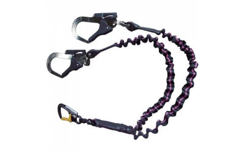 （株）基陽  WLJANWPLL  ＫＨ　２丁掛じゃばらランヤード　タフアルミ自在環－小フック　１５－１５　黒／紫