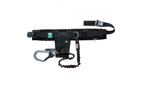 （株）基陽  HJAWKL-K  ＫＨ　補助帯付安全帯　じゃばら式　タフアルミ　自在環　アロッキー　黒／緋