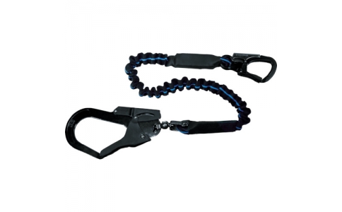 （株）基陽  LJANWB-15  ＫＨ　じゃばら式ランヤード　タフアルミ自在環－小フック　１５００ｍｍ　黒／青