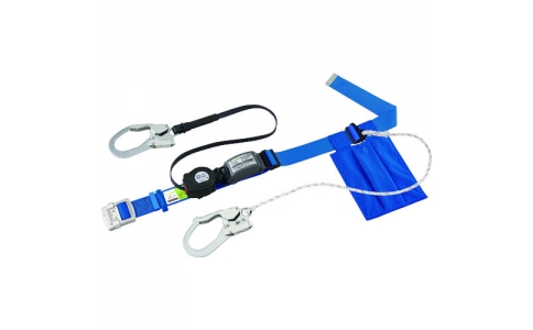 サンコー（株）  SLN505-W-SB  タイタン　リーロックＳ２ＮＥＯライト　ロック装置付巻取器＋補助ロープ式胴ベルト　スカイブルー（墜落制止用器具）