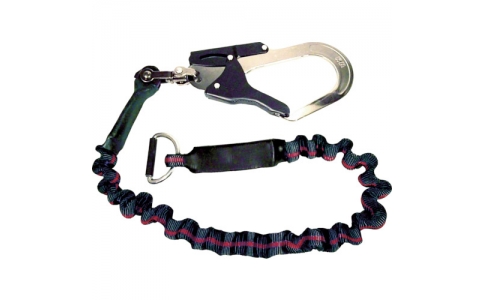 （株）基陽  LJAWK-15  ＫＨ　じゃばら式ランヤード　タフアルミ自在環－Ｄ環　１５００ｍｍ　黒／緋