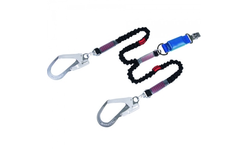 藤井電工（株）  T-2-NV93SV-33-BK-150KG-BP  ツヨロン　体重１５０ＫＧまで用フルハーネス用ランヤード（ツインランヤード型）