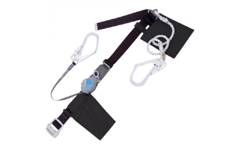 藤井電工（株）  TRL-2-593S-BLK-L-BP  ツヨロン　ランヤード２本式安全帯　黒色　Ｌ寸　軽量型　２ｗａｙ巻取り式