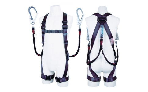 藤井電工（株）  R-504-2NV-BX  ツヨロン　フルハーネスツインランヤード安全帯　黒影ノビロン