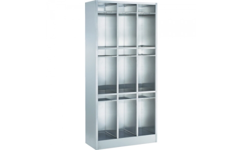 トラスコ中山（株）  SLNG-3-13T  ＴＲＵＳＣＯ　ＳＵＳ３０４長靴ロッカー　ロングタイプ中棚付　１列３段