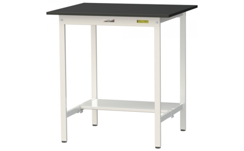 山金工業（株）  SLKH-975T-BKW  ヤマテック　ワークテーブルＬＡＢシリーズ　固定式Ｈ９５０ｍｍ　半面棚板付　ケミテクト天板　Ｗ９００×Ｄ７５０