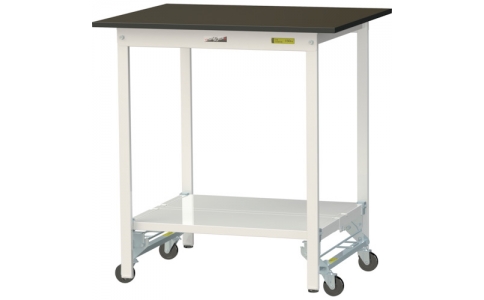 山金工業（株）  SLMUH-975TT-BRW  ヤマテック　ワークテーブルＬＡＢシリーズ　ワンタッチ移動タイプＨ９５０ｍｍ　全面棚板付　指紋レスメラミン天板　Ｗ９００×Ｄ７５０