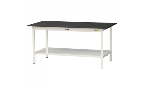 山金工業（株）  SLK-1575TT-BKW  ヤマテック　ワークテーブルＬＡＢシリーズ　固定式Ｈ７４０ｍｍ　全面棚板付　ケミテクト天板　Ｗ１５００×Ｄ７５０
