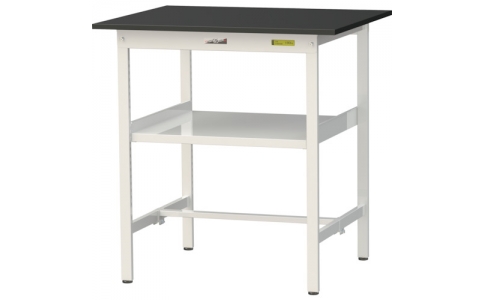 山金工業（株）  SLKH-975F-BKW  ヤマテック　ワークテーブルＬＡＢシリーズ　固定式Ｈ９５０ｍｍ　中間棚付　ケミテクト天板　Ｗ９００×Ｄ７５０