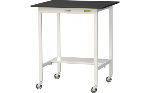 山金工業（株）  SLKHC-975T-BKW  ヤマテック　ワークテーブルＬＡＢシリーズ　移動式Ｈ１０３５ｍｍ　半面棚板付　ケミテクト天板　Ｗ９００×Ｄ７５０