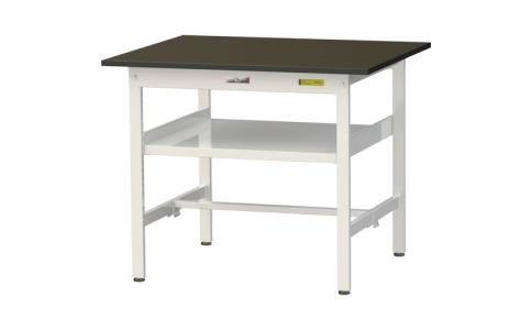 山金工業（株）  SLM-975F-BRW  ヤマテック　ワークテーブルＬＡＢシリーズ　固定式Ｈ７４０ｍｍ　中間棚付　指紋レスメラミン天板　Ｗ９００×Ｄ７５０