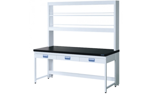 三進金属工業（株）  E2B2IAAA1  ＳＡＮＳＨＩＮ　スチール実験台エコプラッテ２　サイド実験台　吊り引出し・試薬棚タイプ　Ｗ３０００ｘＤ９００