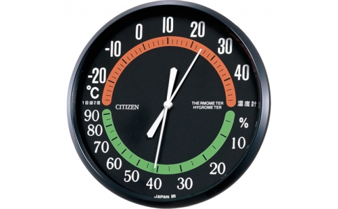 リズム（株）  9CZ013-002  シチズン　温湿度計　黒　φ１５０＊３３