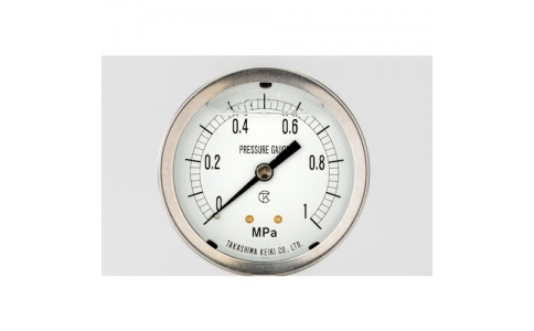 （株）高島計器  1304010  高島　グリセリン入圧力計（Ｄ枠埋込型・縁なし・中心ネジ・φ５０）圧力レンジ０．０～０．１ＭＰａ　Ｒ１／４