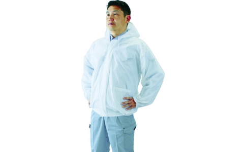 トラスコ中山（株）  TELPC-FJ-S  ＴＲＵＳＣＯ　エレブレイク（コロナ放電式帯電防止不織布）フード付ジャンパー　Ｓ