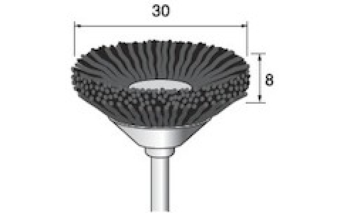 アルゴファイルジャパン（株）  BM186  アルゴファイル　Ｃ砥粒入ナイロンブラシベベル型＃３２０　Φ３０Ｘｔ８　Φ３．０軸