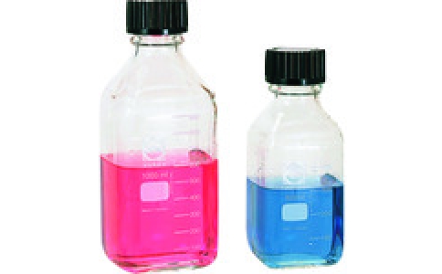 東京硝子器械（株）  371-05-18-26  ＴＧＫ　ねじ口角びん　黒キャップ付　１００ｍＬ