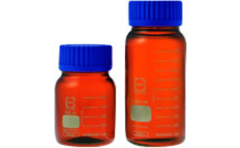 東京硝子器械（株）  371-05-83-55  ＴＧＫ　ねじ口びん　ＧＬＳ８０　茶　青キャップ付　１０Ｌ