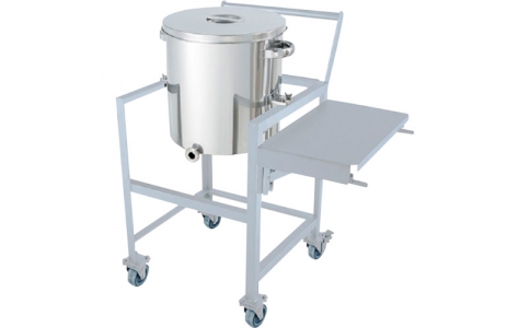 日東金属工業（株）  HT-CTH-ASCA-39  日東　ホッパー型クリップ式密閉容器　４５Ｌ　架台付（作業台・取っ手・蓋置付）