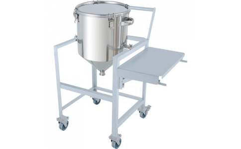 日東金属工業（株）  HT-CTH-ASCA-565  日東　ホッパー型クリップ式密閉容器　１５０Ｌ　架台付（作業台・取っ手・蓋置付）