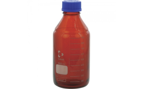 柴田科学（株）  017290-1000A  ＳＩＢＡＴＡ　ねじ口びん　セーフティコート　茶褐色　青キャップ付　１Ｌ