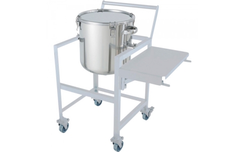 日東金属工業（株）  DT-CTH-ASCA-565  日東　鏡板型クリップ式密閉容器　１５０Ｌ　架台付（作業台・取っ手・蓋置付）