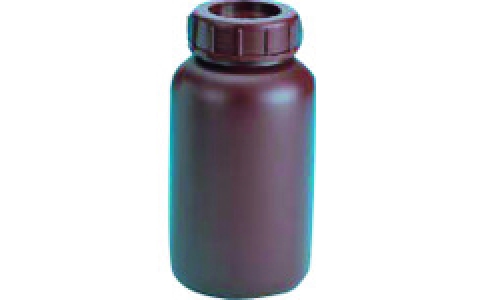 東京硝子器械（株）  358-22-02-25  ＴＧＫ　広口瓶　ＰＥ製　茶褐色　５００ｍＬ