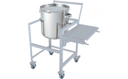 日東金属工業（株）  DT-CTL-ASCA-565  日東　鏡板型バンド式密閉容器　１５０Ｌ　架台付（作業台・取っ手・蓋置付）