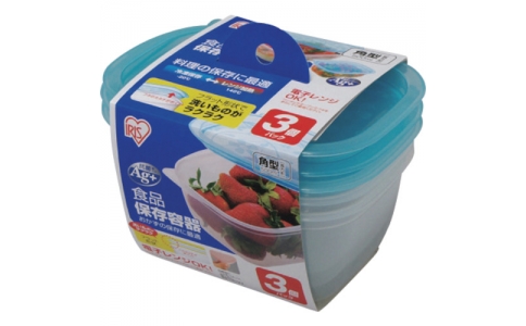 アイリスオーヤマ（株）  SHY-K-500-3-BL  ＩＲＩＳ　食品保存容器　角　５００ｍｌ×３Ｐ　ブルー