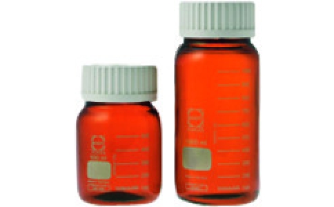 東京硝子器械（株）  371-05-83-62  ＴＧＫ　ねじ口びん　ＧＬＳ８０　茶　白キャップ付　１Ｌ