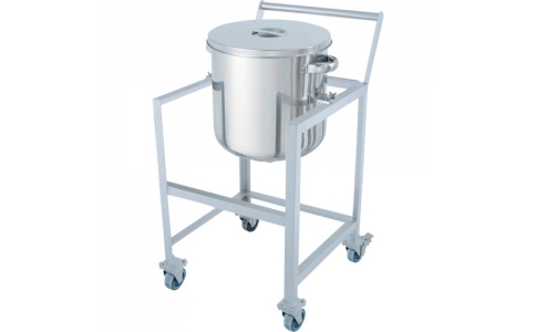 日東金属工業（株）  DT-ST-ASCC-565  日東　鏡板型汎用容器　１５０Ｌ　架台付（取っ手・蓋置付）