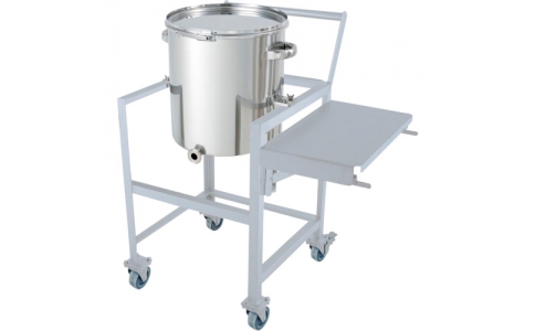 日東金属工業（株）  KTT-CTL-ASCA-43  日東　片テーパー型バンド式密閉容器　６５Ｌ　架台付（作業台・取っ手・蓋置付）