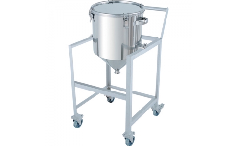 日東金属工業（株）  HT-CTH-ASCC-39  日東　ホッパー型クリップ式密閉容器　４５Ｌ　架台付（取っ手・蓋置付）