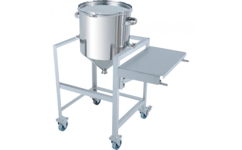 日東金属工業（株）  HT-CTL-ASCB-43  日東　ホッパー型バンド式密閉容器　６５Ｌ　架台付（作業台付）
