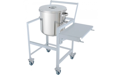 日東金属工業（株）  DT-ST-ASCA-36  日東　鏡板型汎用容器　３５Ｌ　架台付（作業台・取っ手・蓋置付）